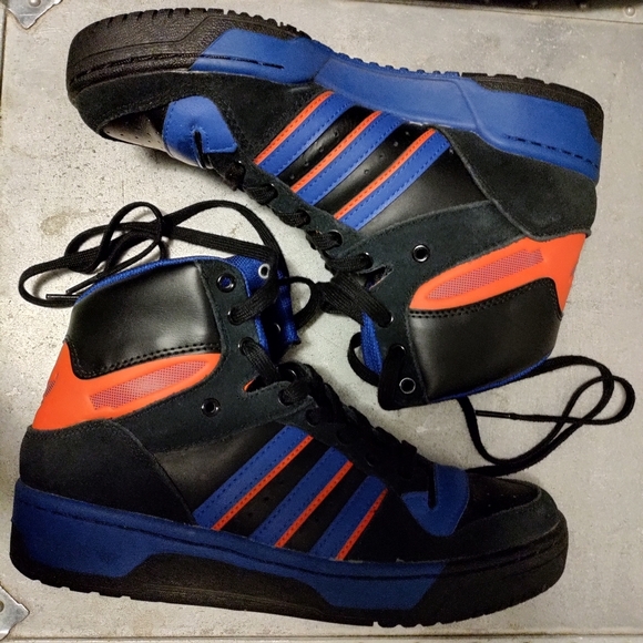 Adidas Patrick Ewing 8.5 hi-top basketball sneakers leather suede blue orange - Picture 8 of 15